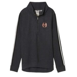 PINK Victoria Secret Dark Gray Leopard Sequin Logo Sweatshirt